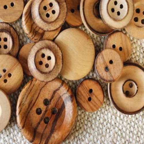 Imitation wood buttons